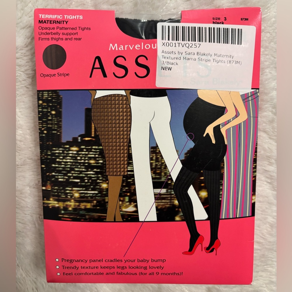 SPANX Marvelous Mama Assets Maternity Opaque Patterned Tights Black Size 3